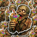Zombie Ice Cream Cone Sticker, Creepy Horror Dessert Decal, Weird Food Vinyl Laptop Sticker