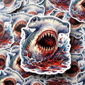 Fierce Hammerhead Shark Sticker, Scary Ocean Predator Vinyl Decal, Marine Life Laptop Water Bottle