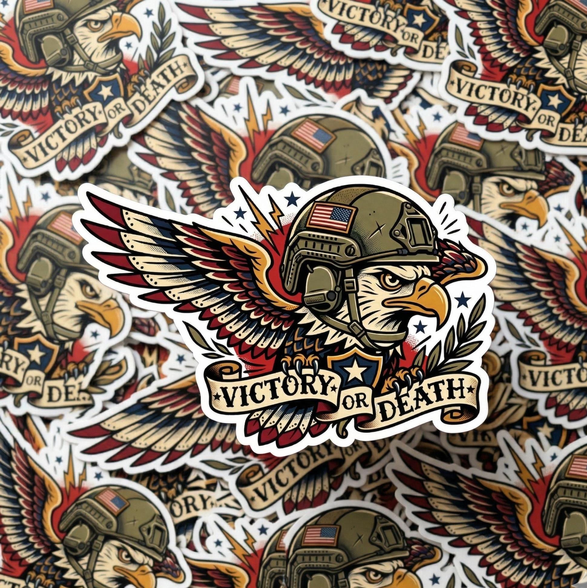 Hard Hat Sticker, Tactical Eagle USA, Patriotic American Decal, Military Style Freedom Sticker, Bold USA Graphic for Laptop Water Bottle