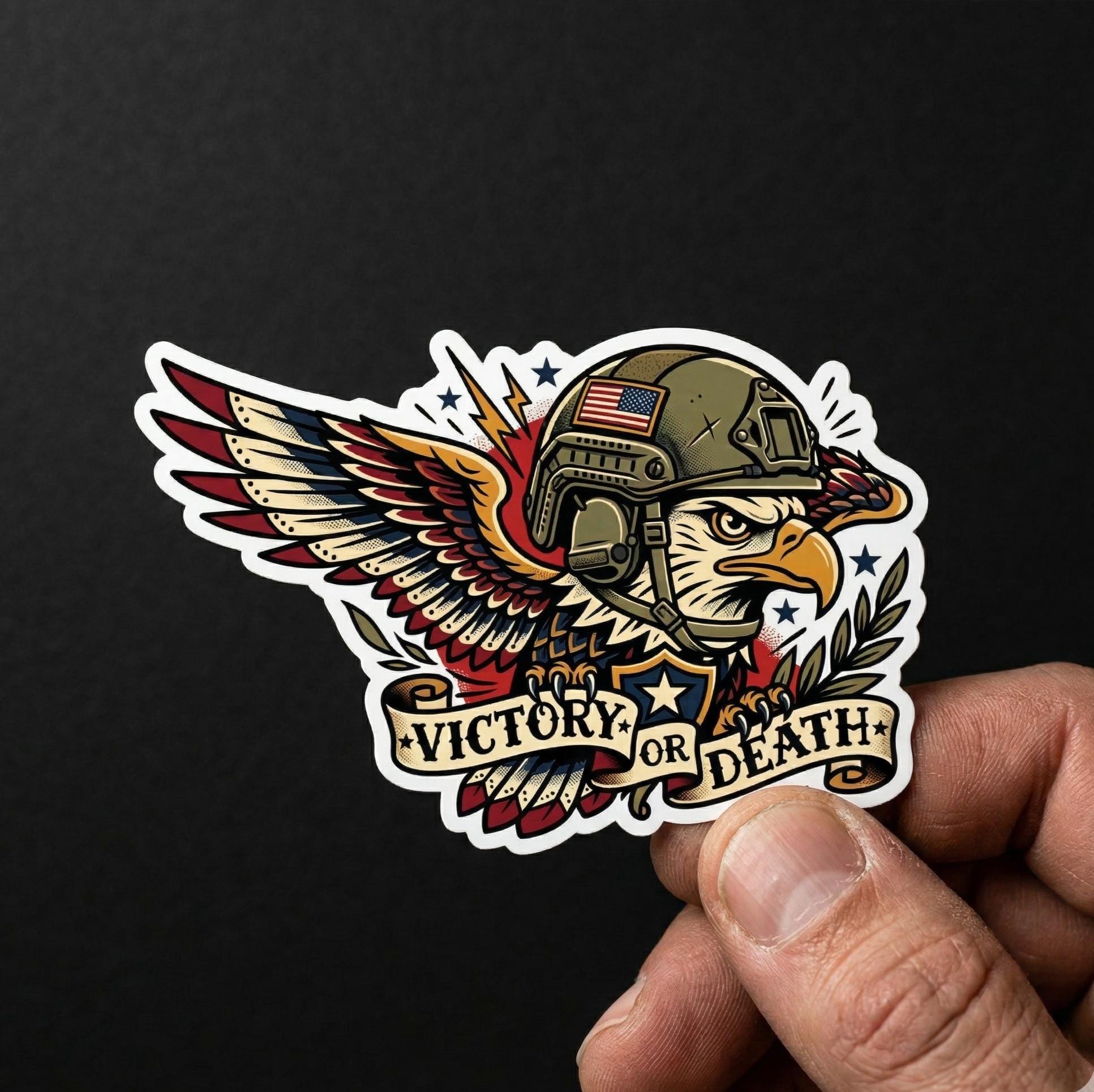 Hard Hat Sticker, Tactical Eagle USA, Patriotic American Decal, Military Style Freedom Sticker, Bold USA Graphic for Laptop Water Bottle