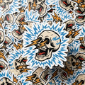 Skull Sticker, Electric Lightning, Shocked Gothic Vinyl Decal, Edgy Graphic Art