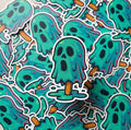Melting Ghost Popsicle Sticker, Spooky Halloween Vinyl Decal, Waterproof Laptop Sticker