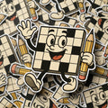 Crossword Puzzle Character Sticker, Funny Word Game Vinyl Decal (Waterproof)