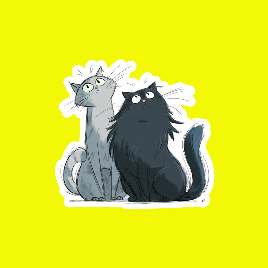 Curious Cats Sticker, Two Grey Kitties Vinyl Decal, Cat Lover Gift