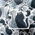 Curious Cats Sticker, Two Grey Kitties Vinyl Decal, Cat Lover Gift