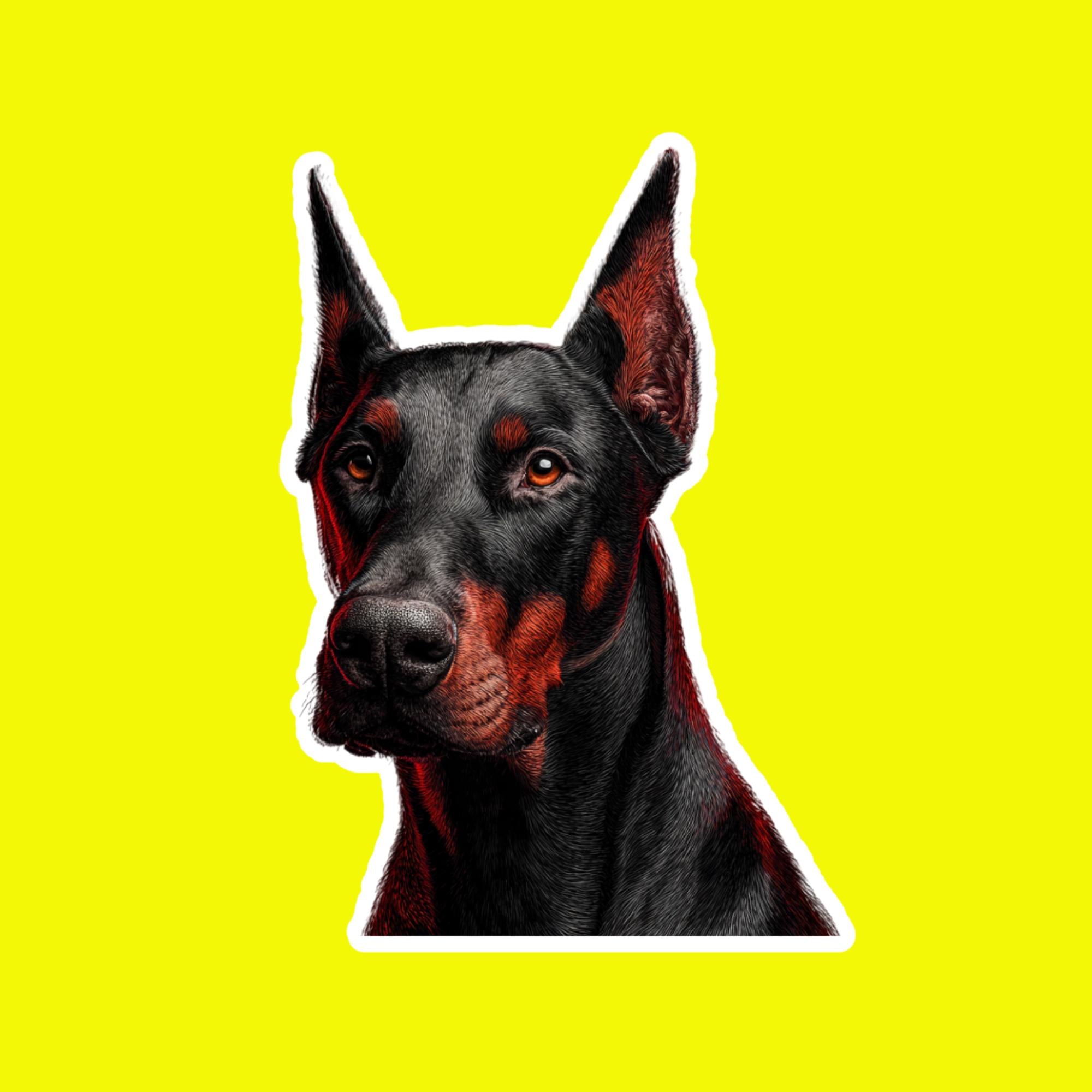 Dog Owner Gift, Majestic Doberman Pinscher Sticker, Noble Dog Graphic Vinyl Decal