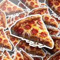 Cheesy Pepperoni Pizza Slice Sticker, Yummy Food Decal, Waterproof Vinyl Laptop Sticker