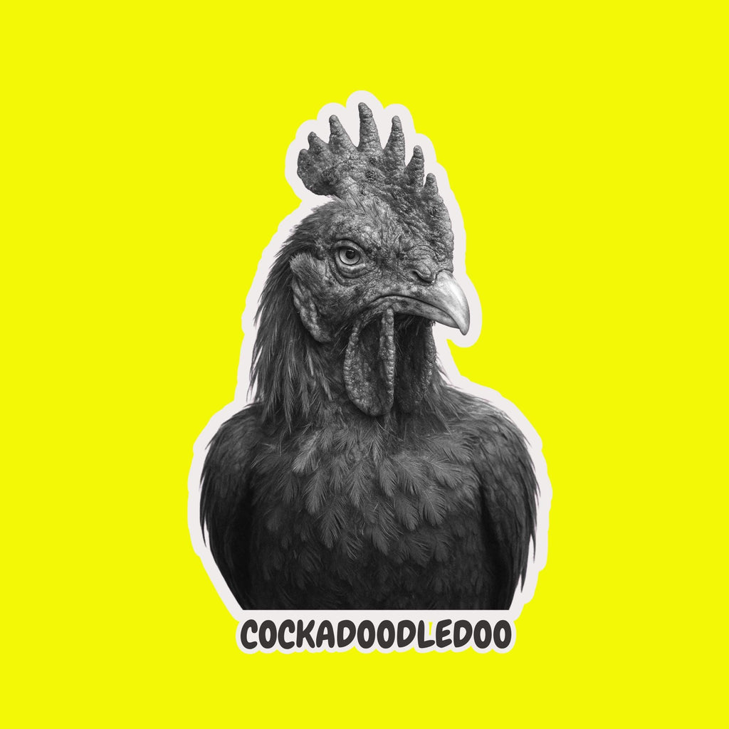 Funny Chicken, Grumpy Rooster Sticker, Funny Bird Meme Decal, Farm Humor Vinyl (2.5" x 2.5")