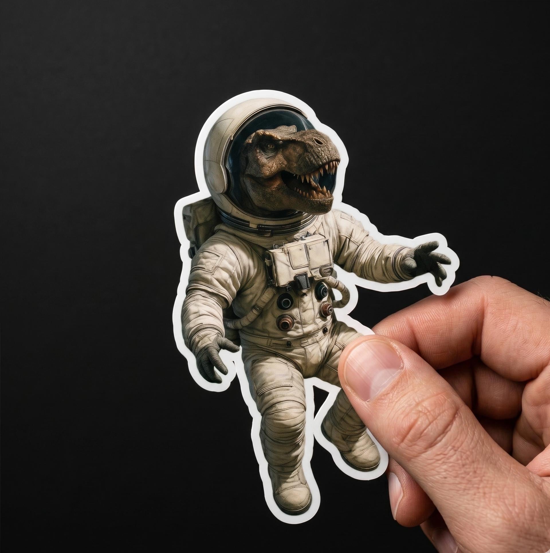 T-Rex in Space Suit Sticker, Dinosaur Galaxy Vinyl Decal (Waterproof)