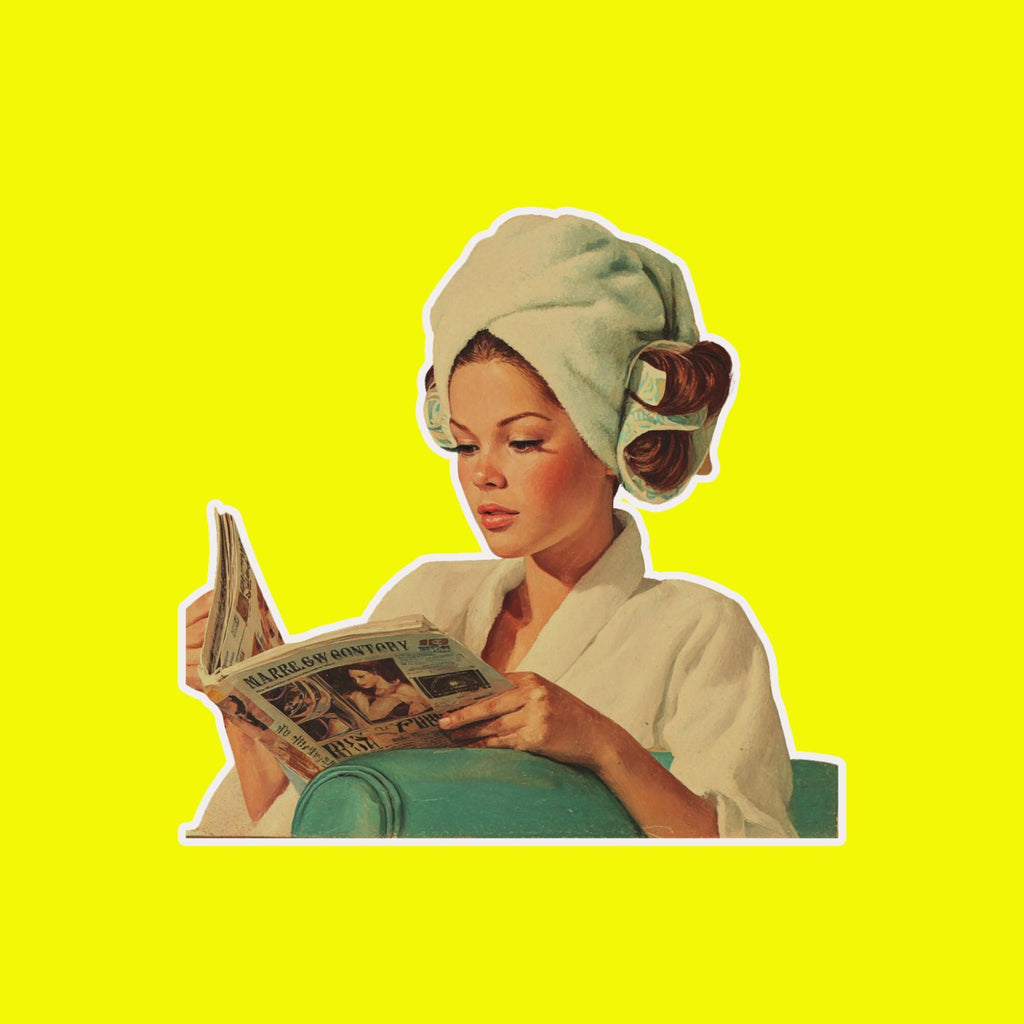 1960s Beauty Salon Sticker, Retro Woman Hair Done Vinyl Decal (Waterproof)