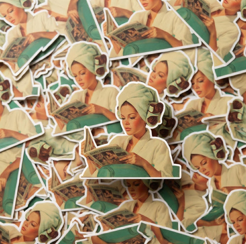 1960s Beauty Salon Sticker, Retro Woman Hair Done Vinyl Decal (Waterproof)