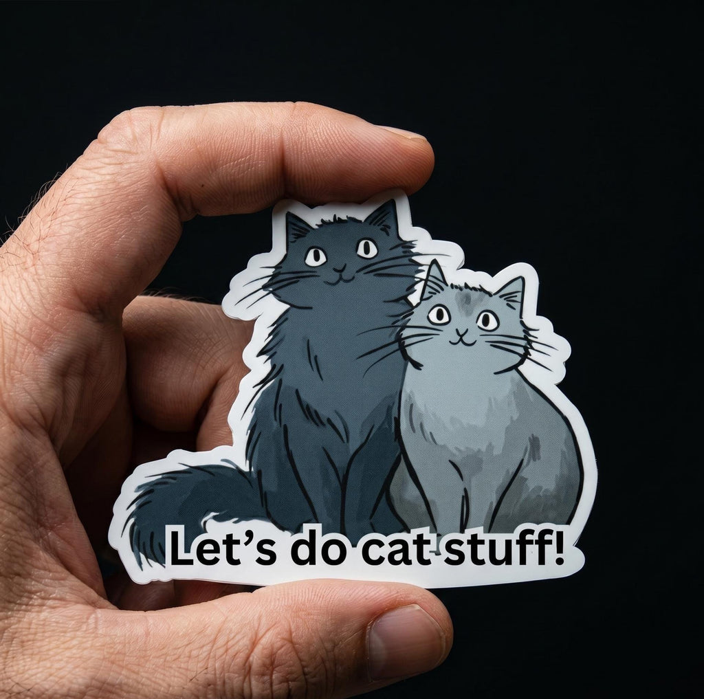 Cat Lover Gift, Let's Do Cat Stuff Sticker, Playful Cats, Waterproof Vinyl Decal