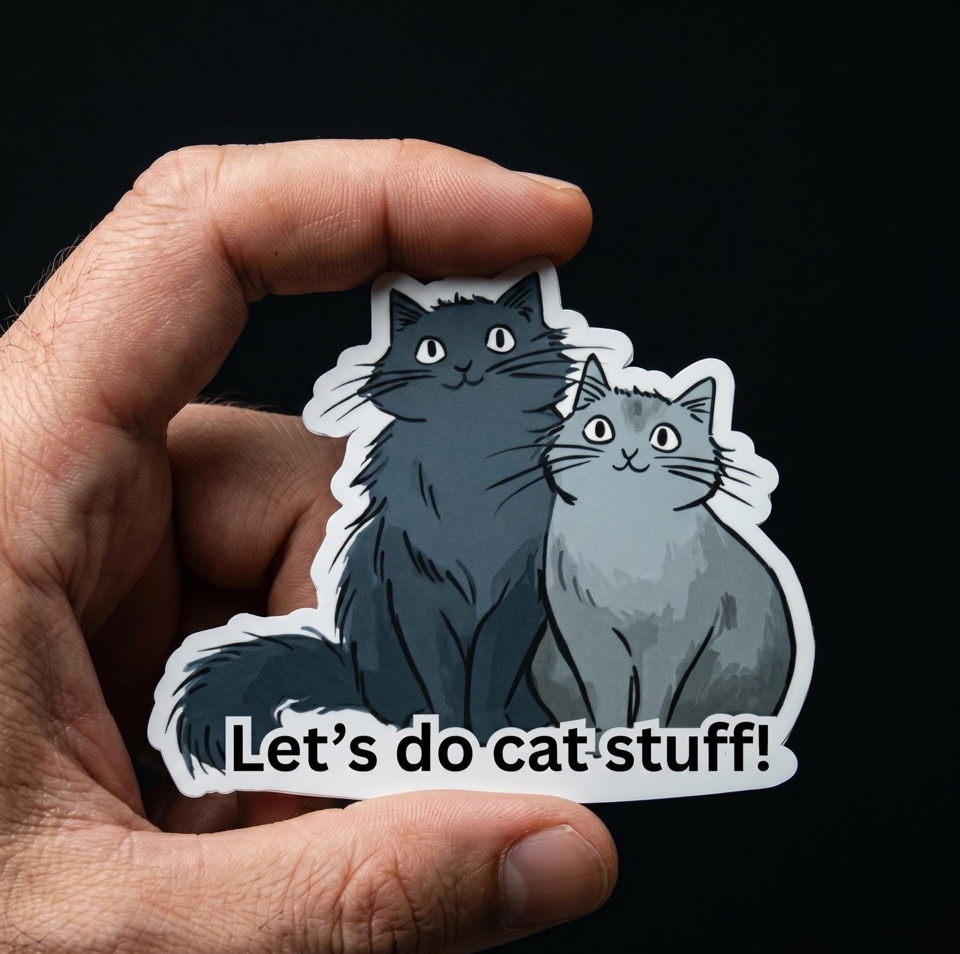 Cat Lover Gift, Let's Do Cat Stuff Sticker, Playful Cats, Waterproof Vinyl Decal