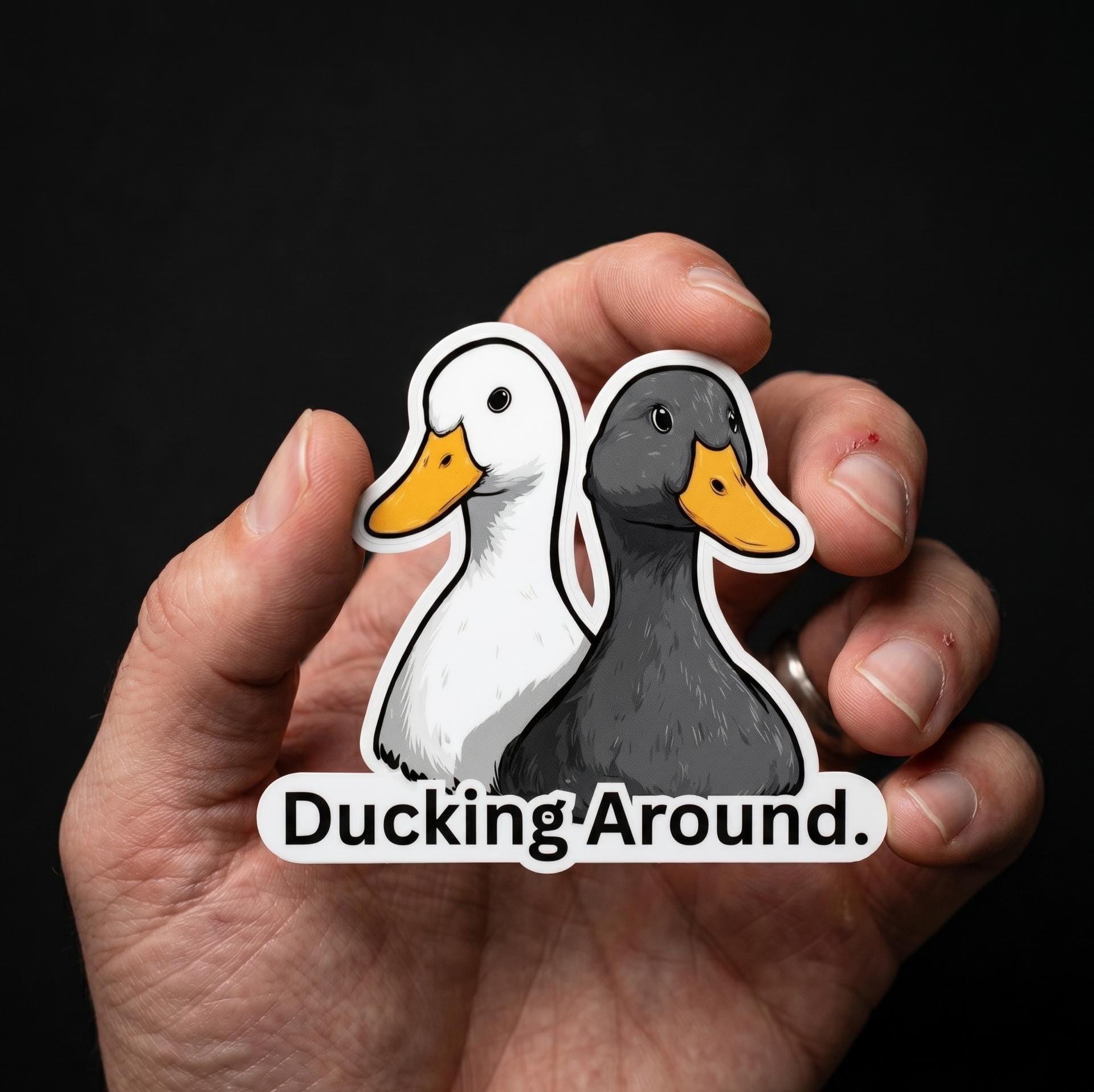 Ducking Around Vinyl Sticker, Funny Pun Duck Decal, Waterproof Animal Humor