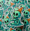 Skull Sticker, Melting Ice Cream, Spooky Skeleton Vinyl Decal, Waterproof Laptop Water Bottle Graphic
