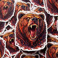 Fierce Grizzly Bear Attack Sticker, Waterproof Vinyl Wildlife Decal