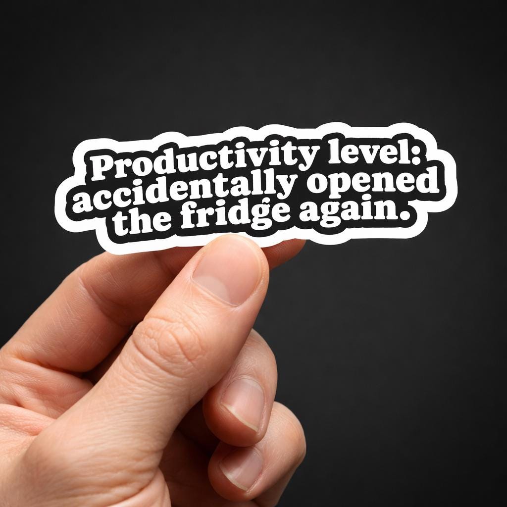 Water Bottle Sticker, Funny Fridge Decal: Relatable Work Humor for Laptops