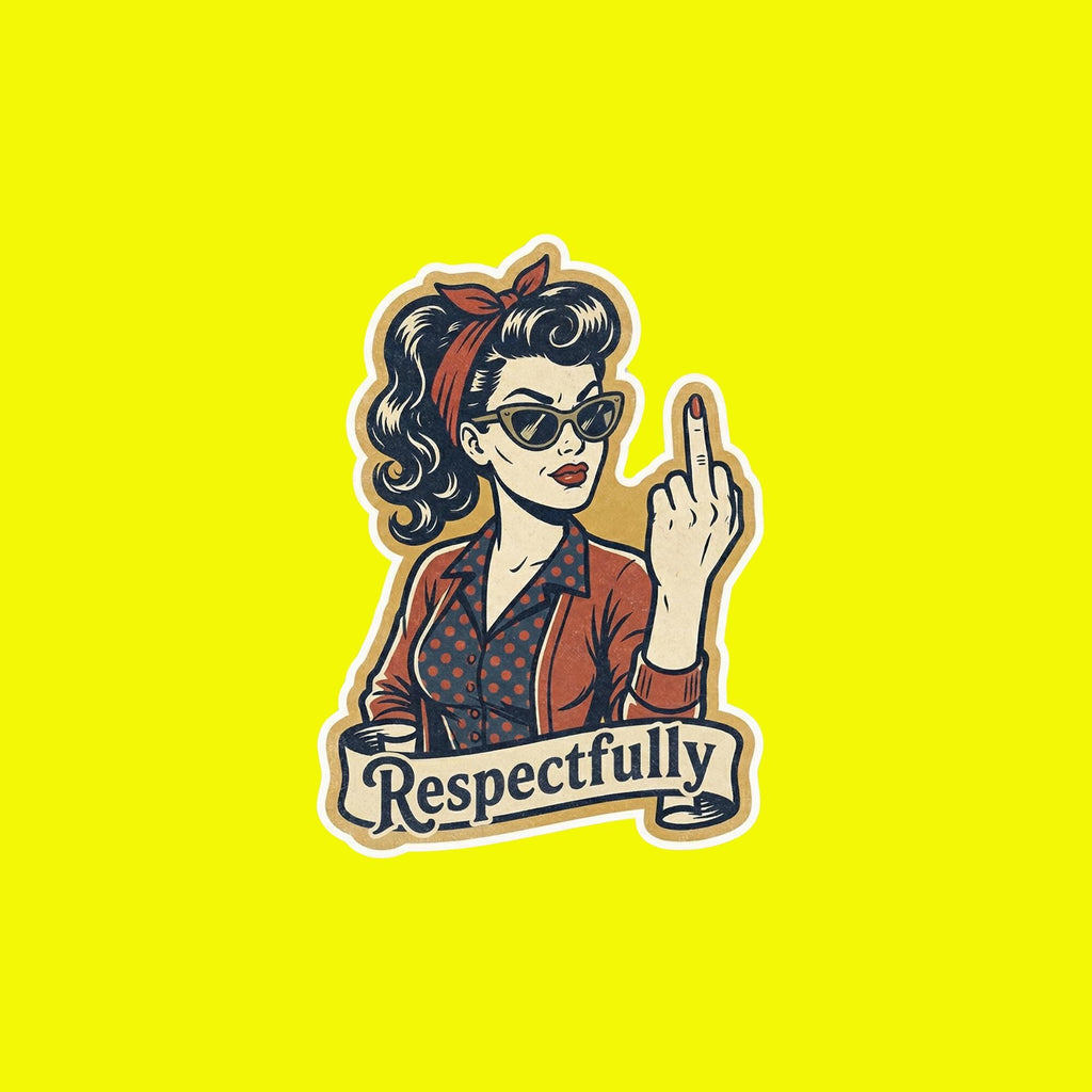 Water Bottle Sticker, Respectfully Middle Finger, Sarcastic Rebellious Vinyl Decal