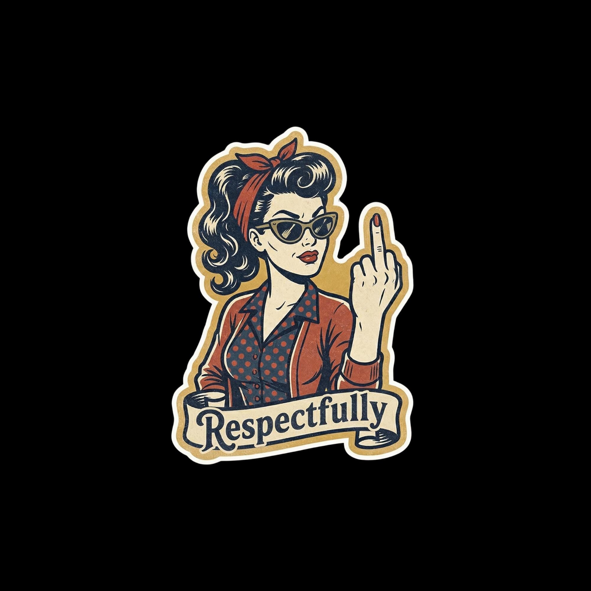 Water Bottle Sticker, Respectfully Middle Finger, Sarcastic Rebellious Vinyl Decal
