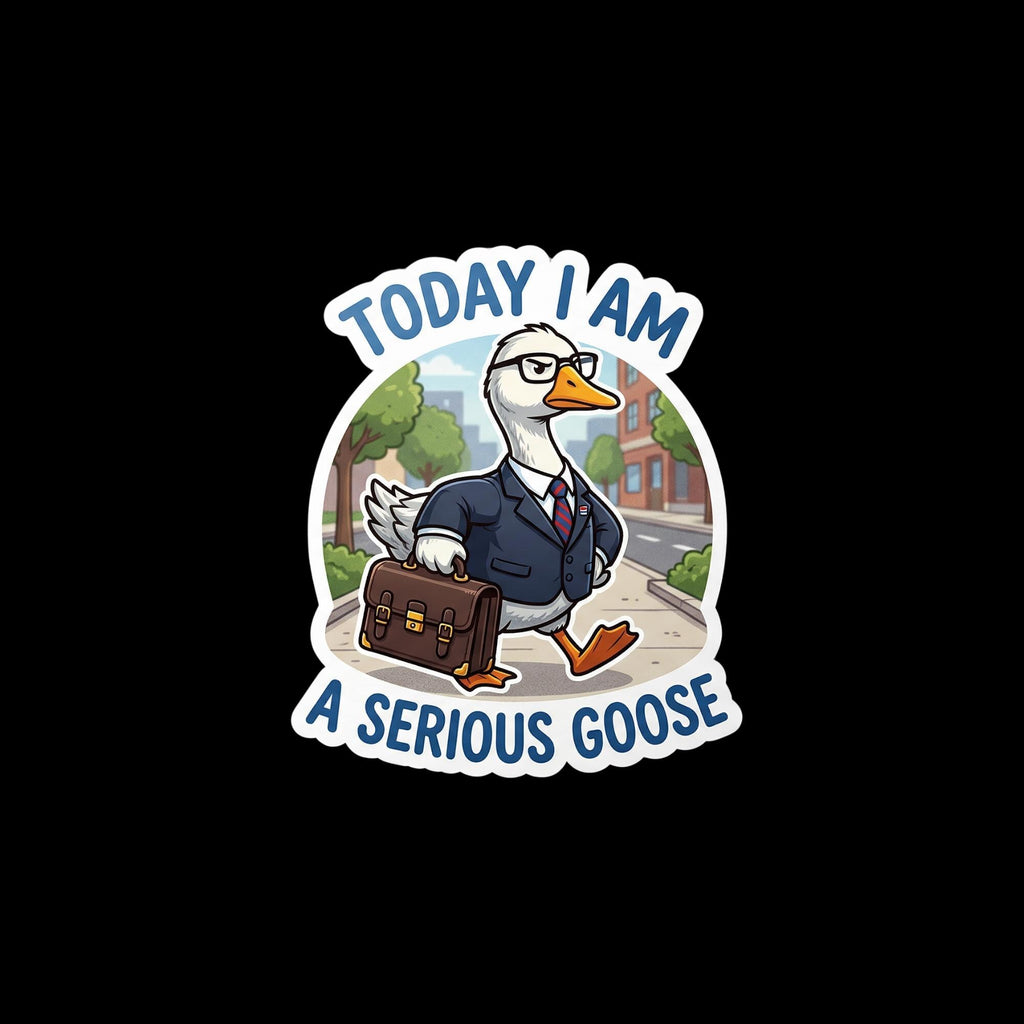 Serious Goose in Suit Sticker, Funny Meme Vinyl Decal (2.5"x2.5")