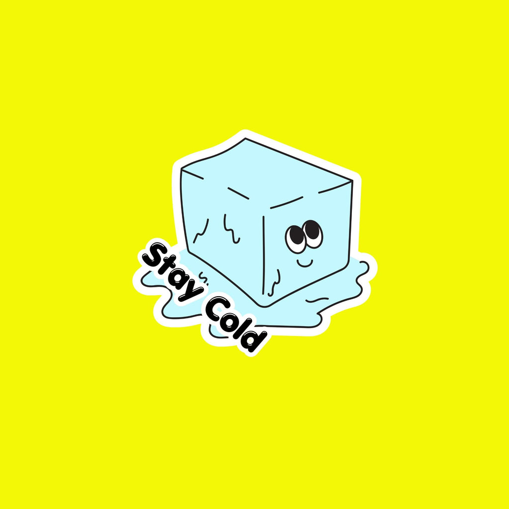 Water Bottle Sticker, Stay Cold Melting Ice Cube, Minimalist Chill Vinyl Decal
