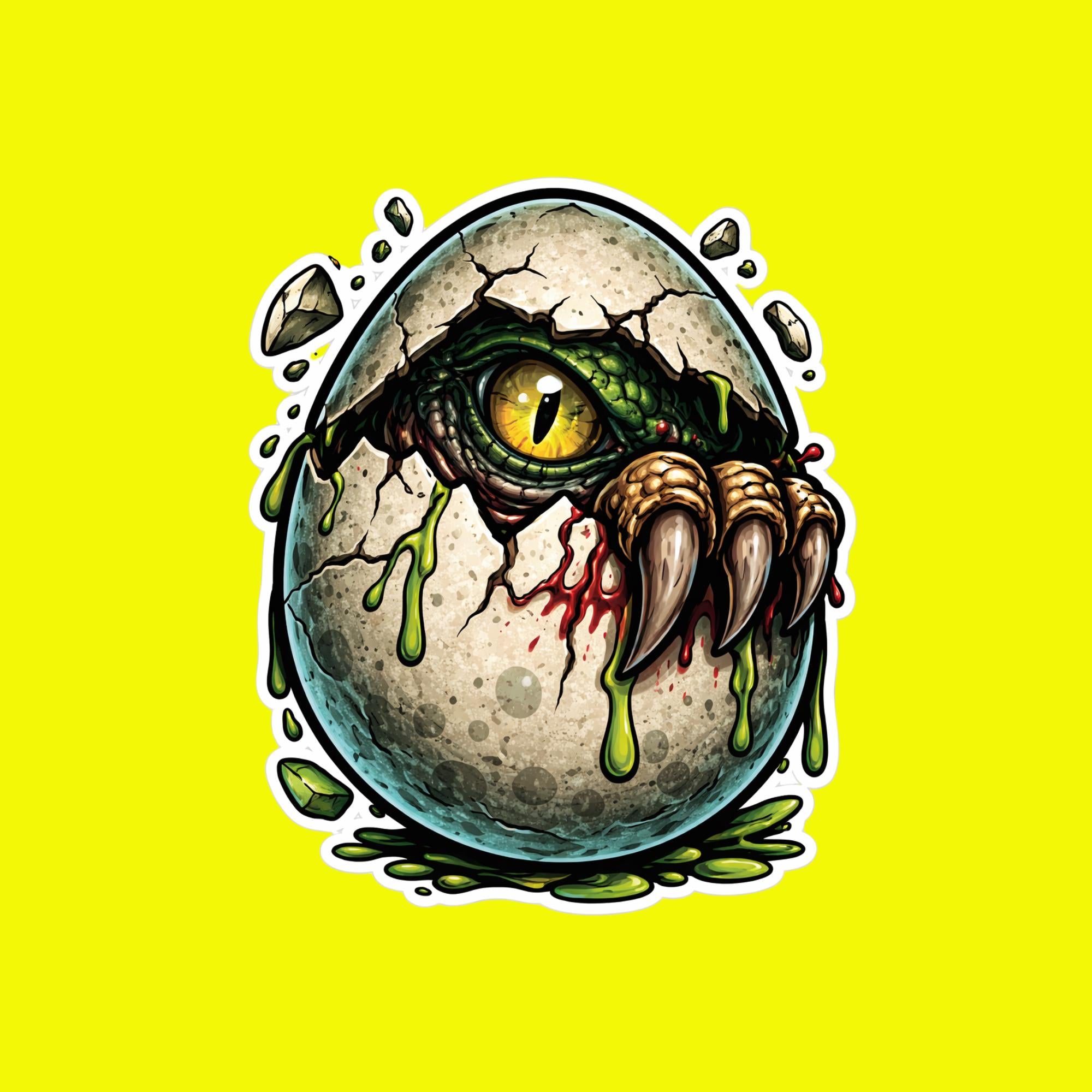 Dinosaur Sticker, Hatching Raptor Egg, Baby Dinosaur Vinyl Decal, Jurassic Velociraptor Claws