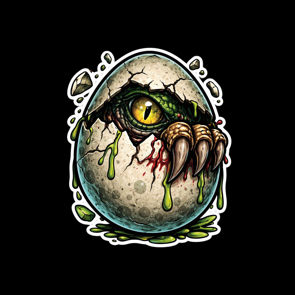 Dinosaur Sticker, Hatching Raptor Egg, Baby Dinosaur Vinyl Decal, Jurassic Velociraptor Claws
