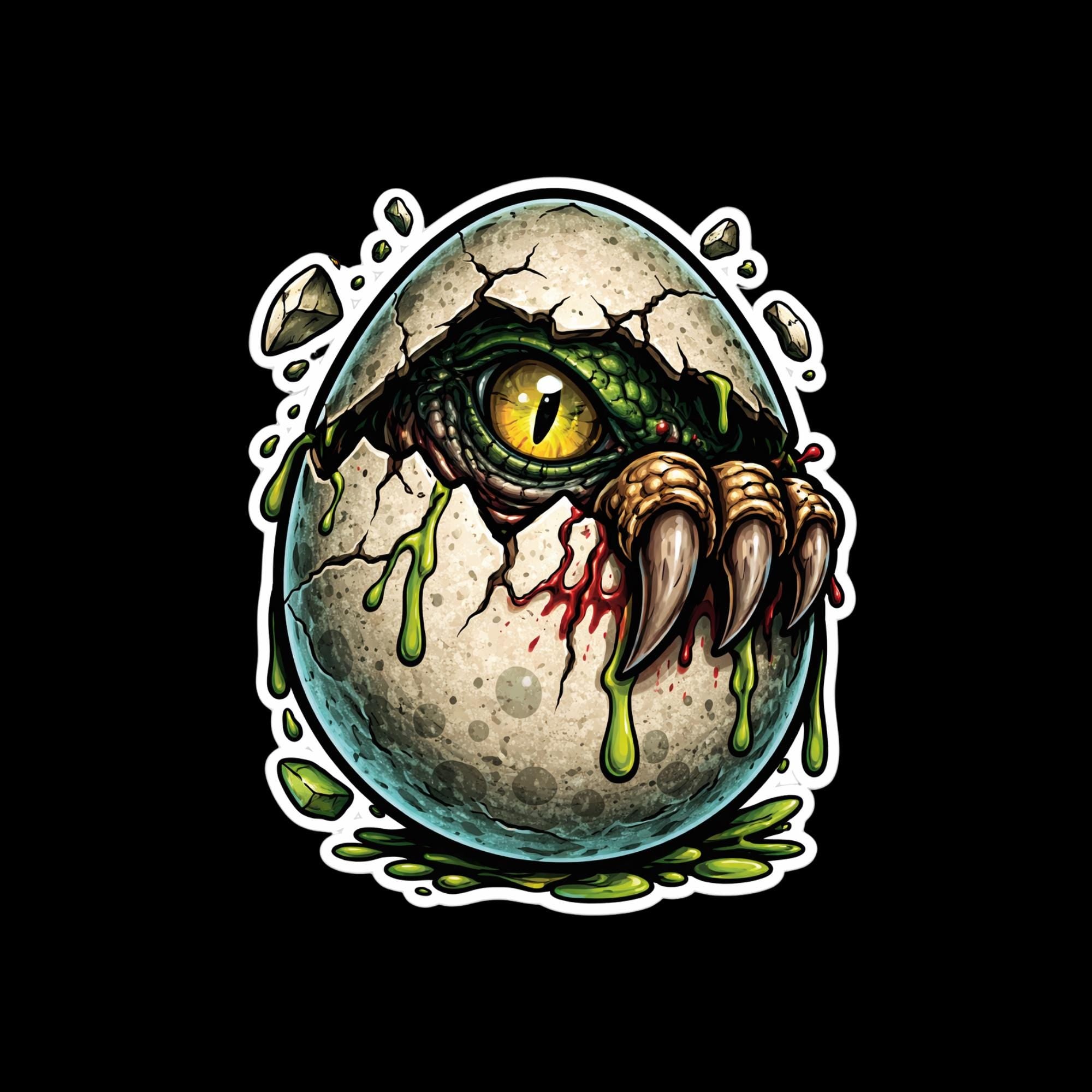 Dinosaur Sticker, Hatching Raptor Egg, Baby Dinosaur Vinyl Decal, Jurassic Velociraptor Claws