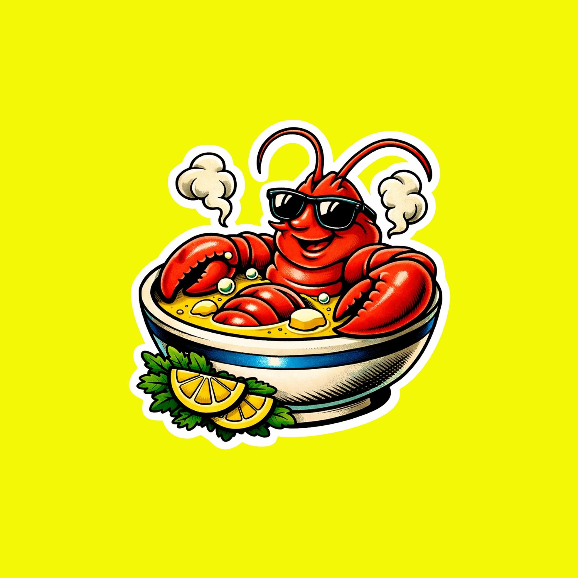 Lobster Sticker, Funny Seafood Decal, Summer Beach Vibes Laptop Water Bottle