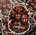 Christian Sticker, Deus Vult Crusader Knight, Medieval Warrior Gothic Art Vinyl Decal