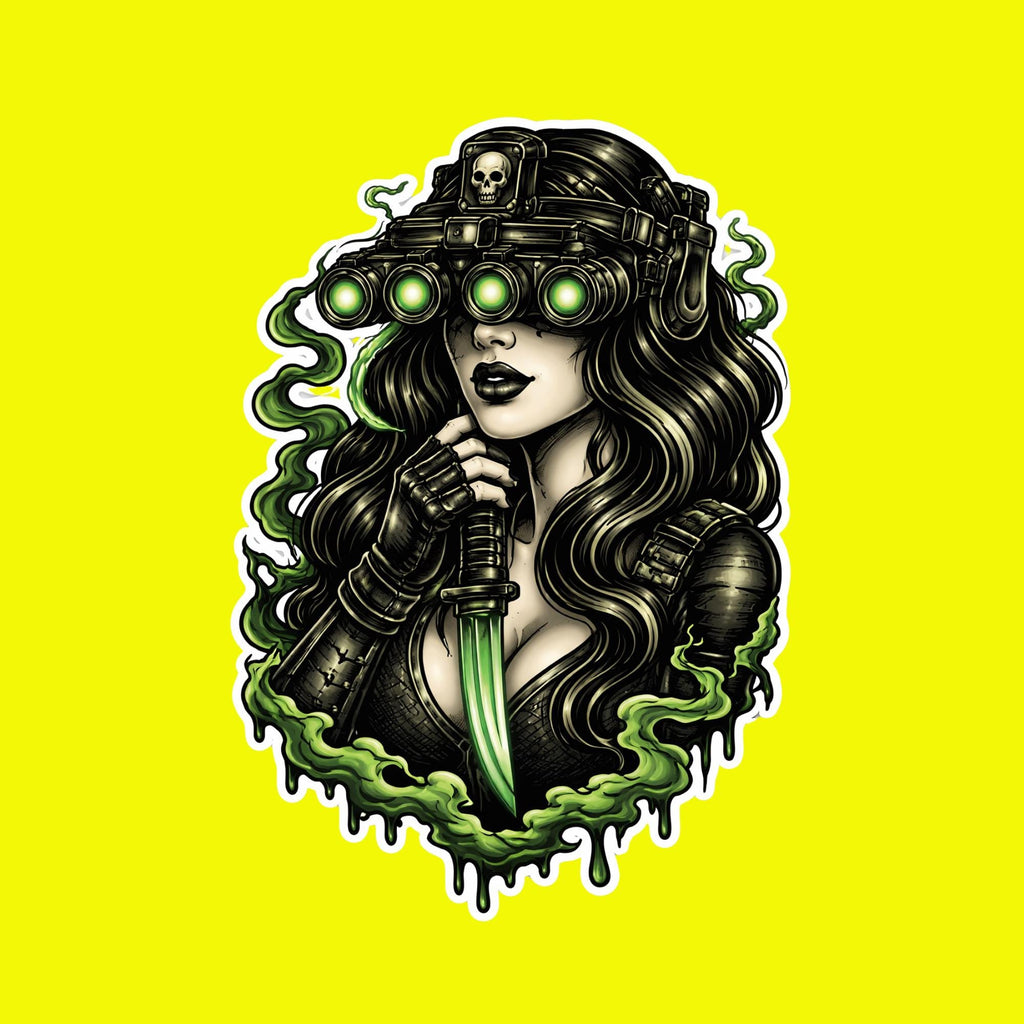 Goth Sticker, Tactical Baddie, Dark Feminine Alt Girl Decal, Edgy Laptop Water Bottle Sticker