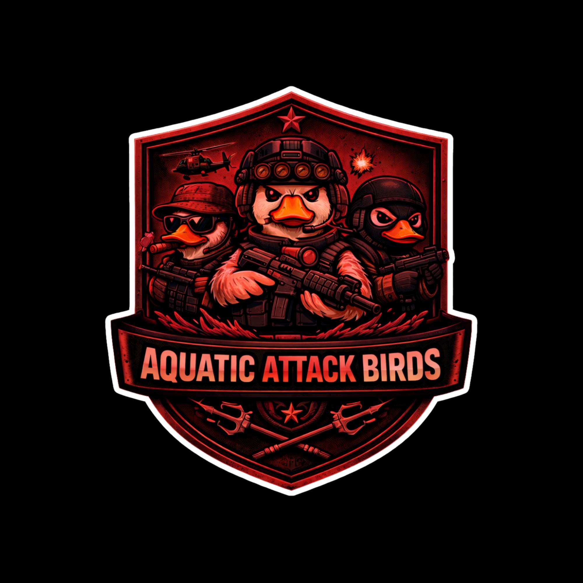 Aquatic Attack Birds Sticker, Tactical Military Duck Decal, Waterproof Vinyl Humor Sticker