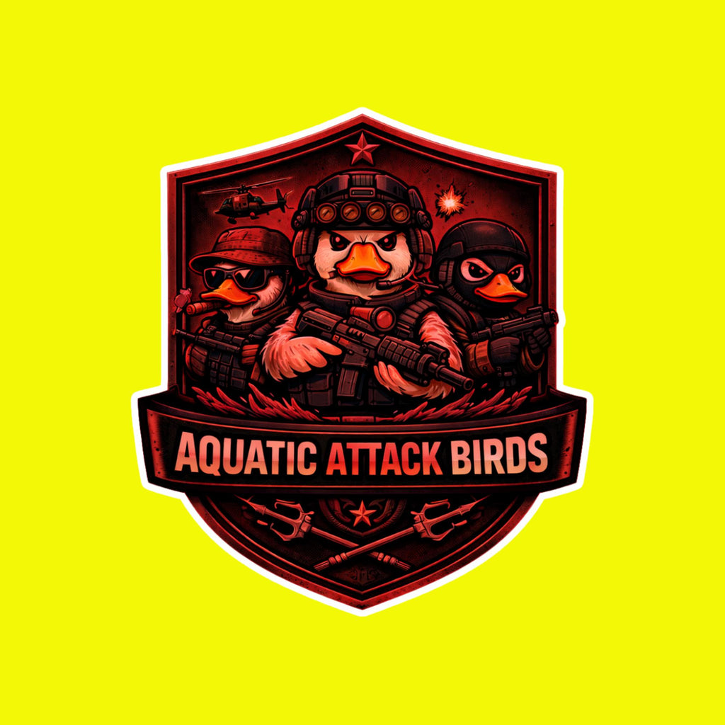 Aquatic Attack Birds Sticker, Tactical Military Duck Decal, Waterproof Vinyl Humor Sticker