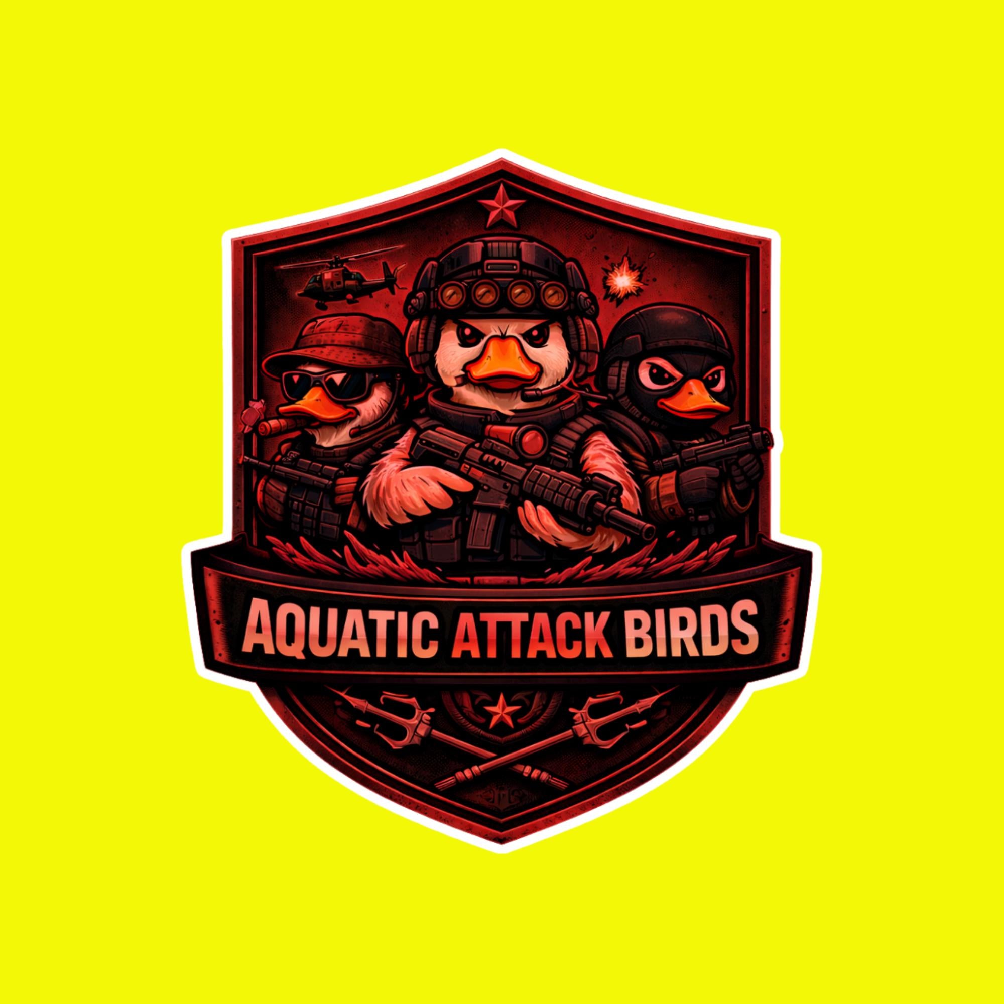 Aquatic Attack Birds Sticker, Tactical Military Duck Decal, Waterproof Vinyl Humor Sticker