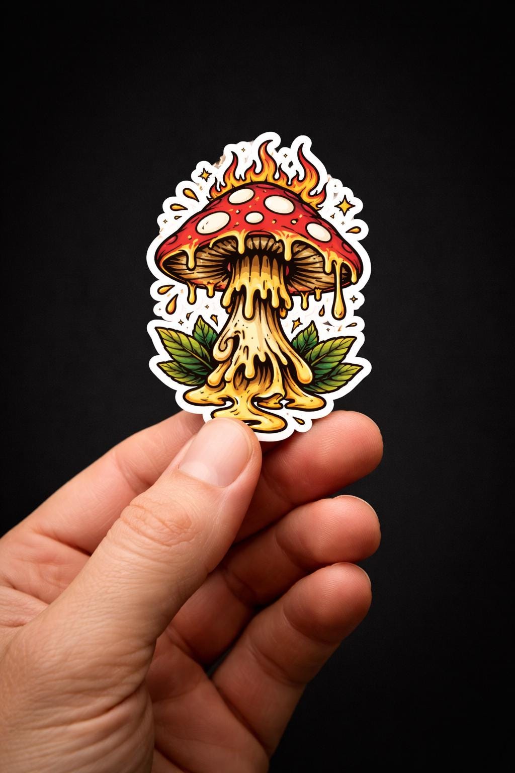 Water Bottle Sticker Melted Mushroom, Trippy Psychedelic Drip Decal, Mystical Nature Vinyl (Waterproof)