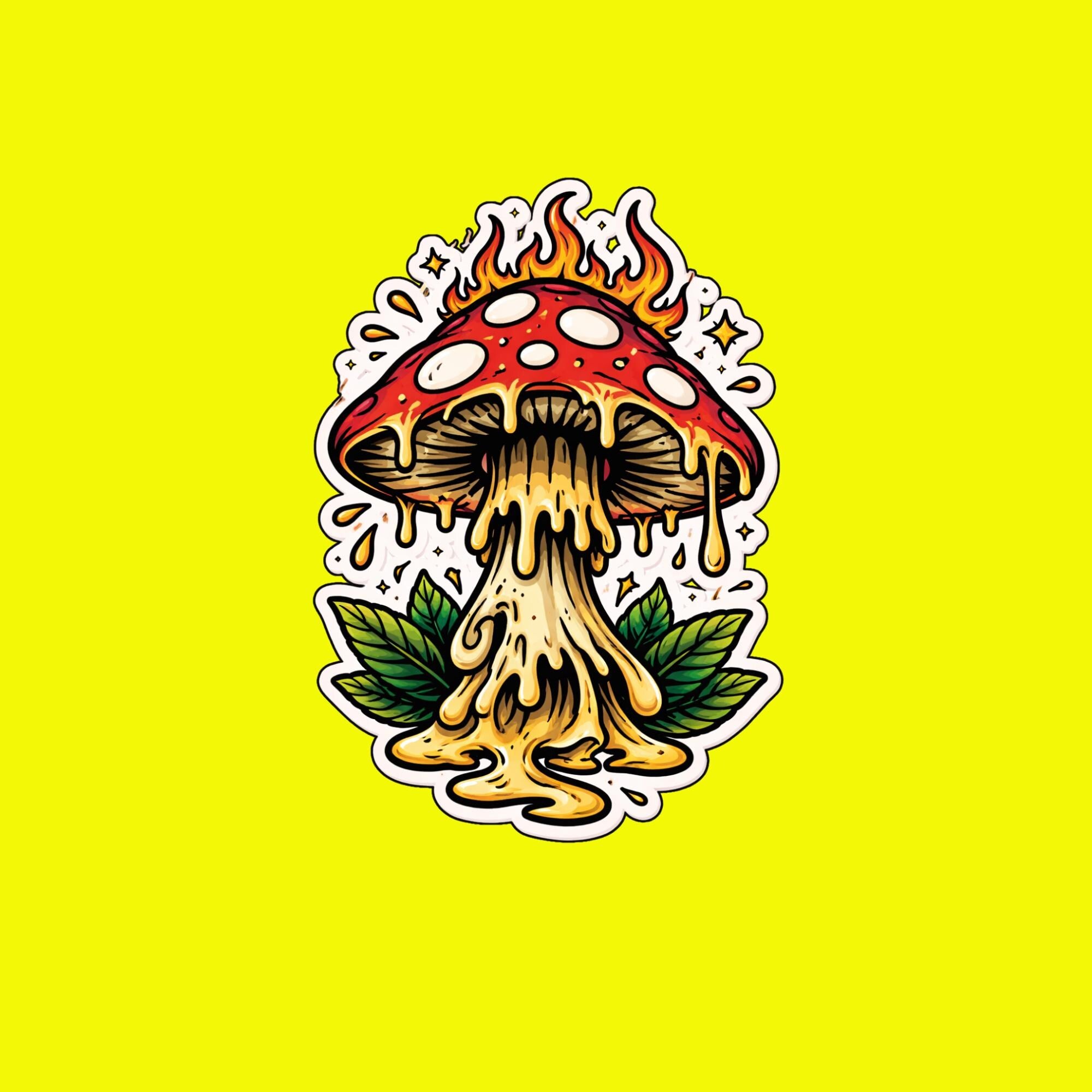 Water Bottle Sticker Melted Mushroom, Trippy Psychedelic Drip Decal, Mystical Nature Vinyl (Waterproof)