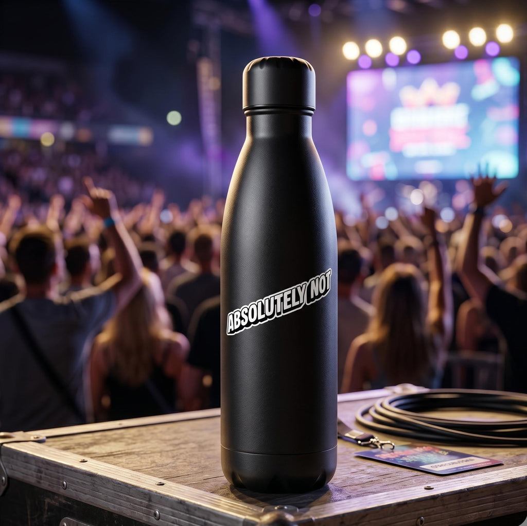 Water Bottle Sticker, Absolutely Not, Sarcastic Quote Decal, Bold Attitude Meme Vinyl (2.5"x2.5")