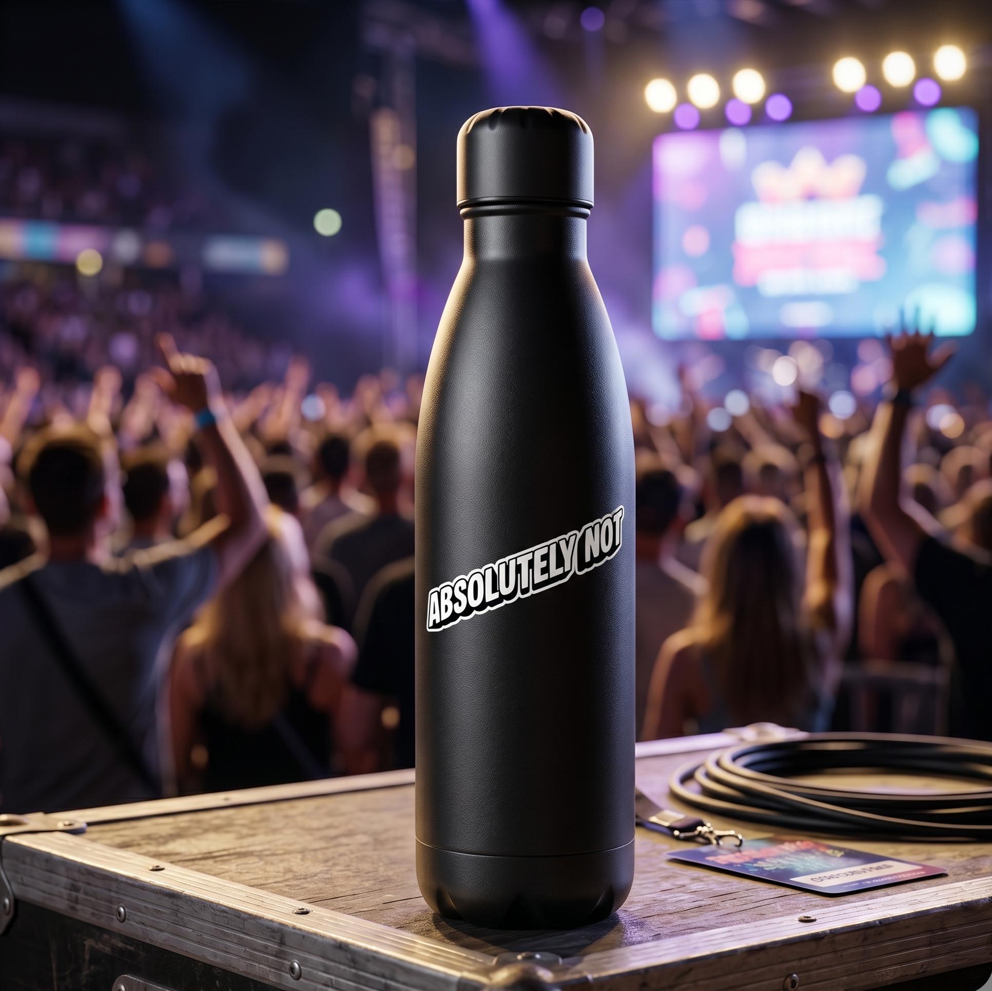 Water Bottle Sticker, Absolutely Not, Sarcastic Quote Decal, Bold Attitude Meme Vinyl (2.5"x2.5")