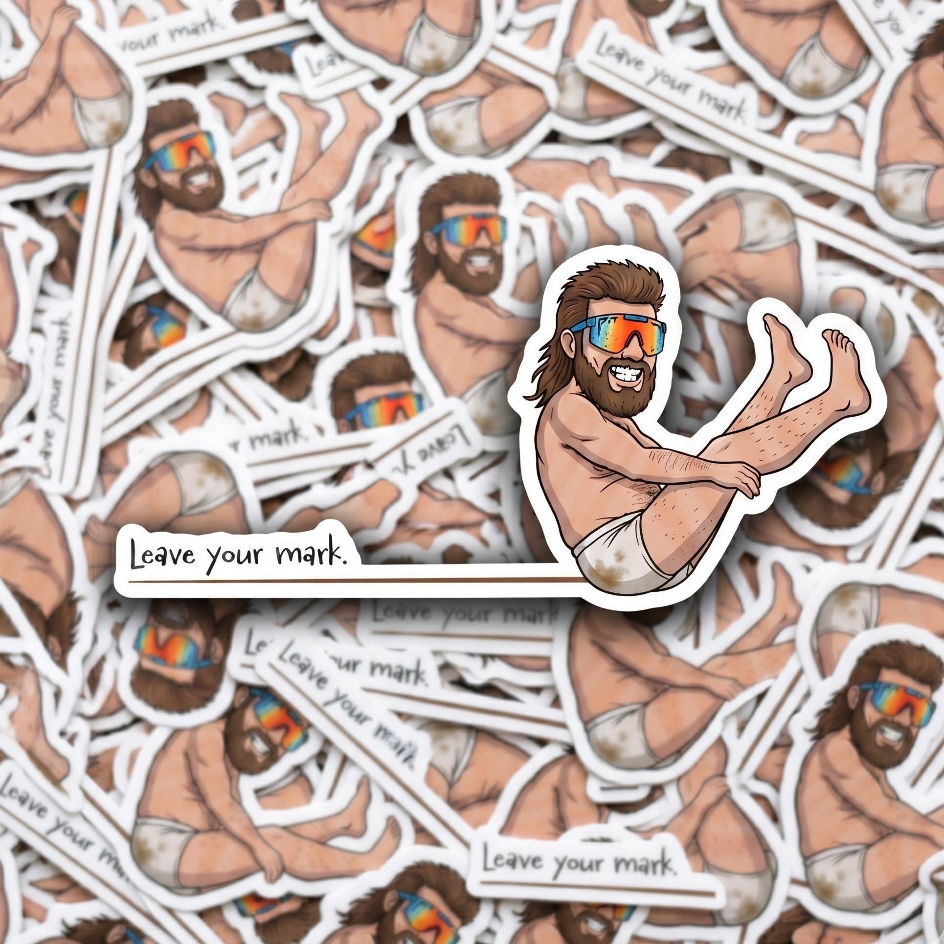 Funny Mullet Man Sticker, Offensive Humor Decal, Water Bottle Laptop Car Sticker