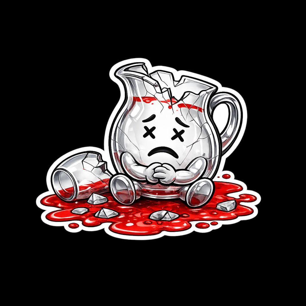 Broken Pitcher Sticker, Sad Glass Meme, Dark Humor, Emotional Damage Vinyl Decal