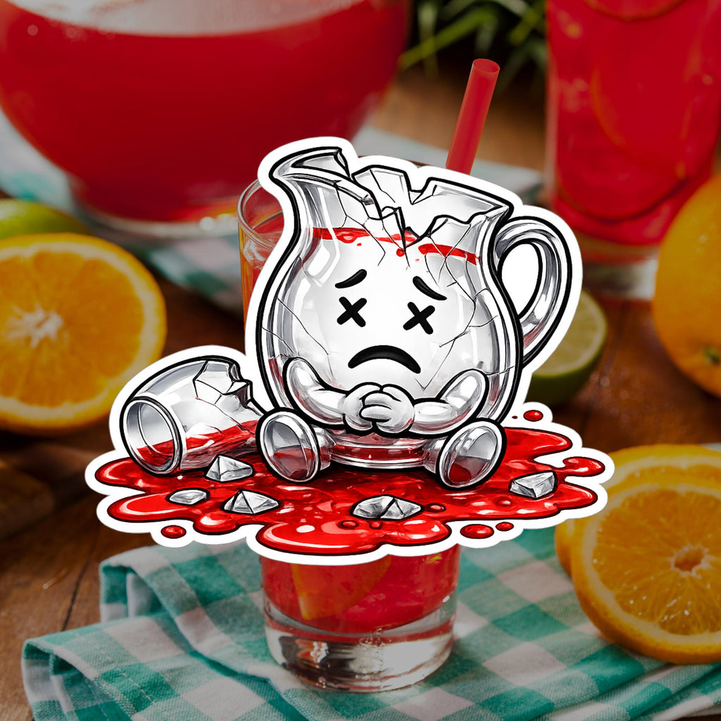 Broken Pitcher Sticker, Sad Glass Meme, Dark Humor, Emotional Damage Vinyl Decal