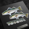 Striped Bass Fishing Sticker Set, Scale Pattern Angler Decals (3pc)