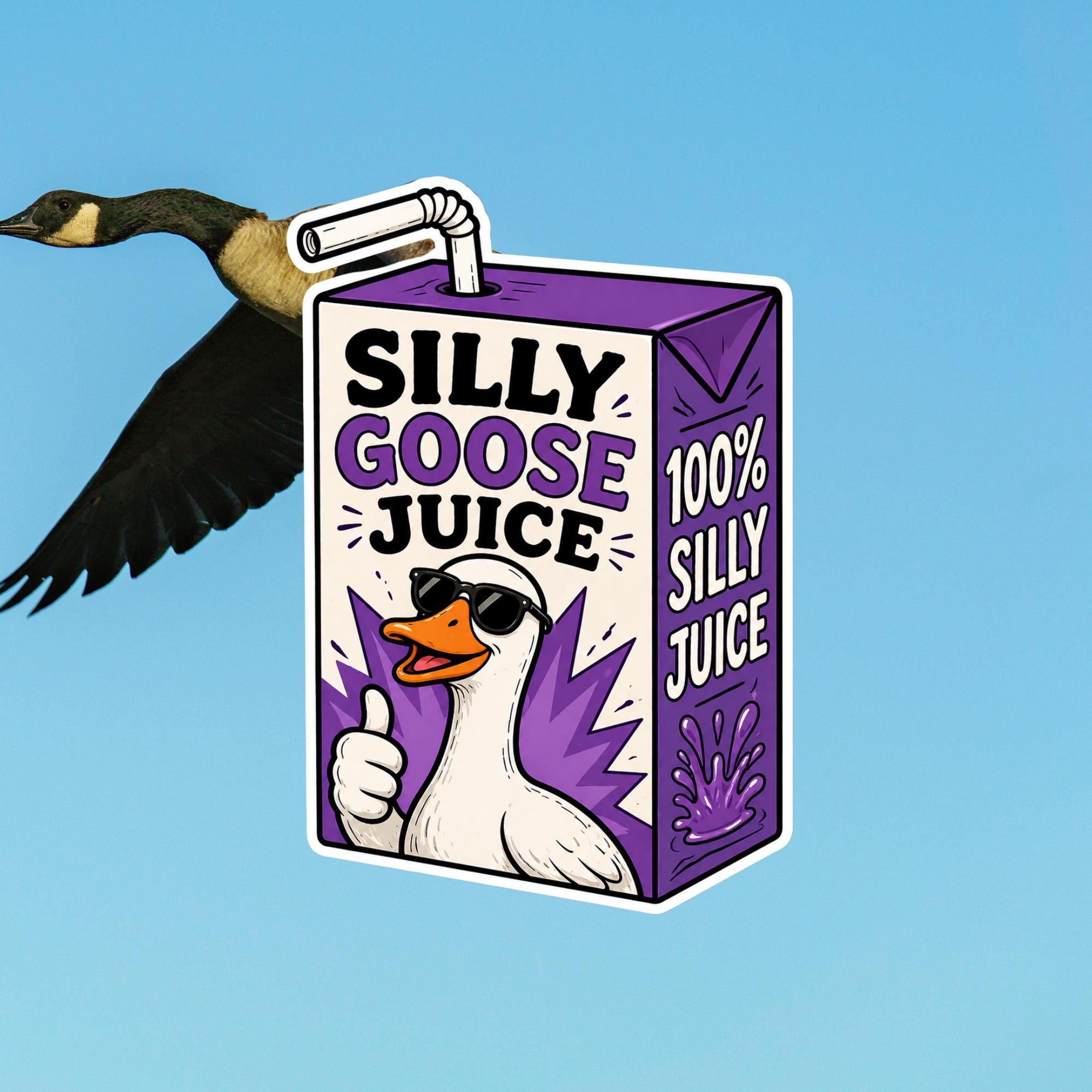 Silly Goose Juice, Funny Goose Meme Decal, Waterproof Vinyl Laptop Sticker
