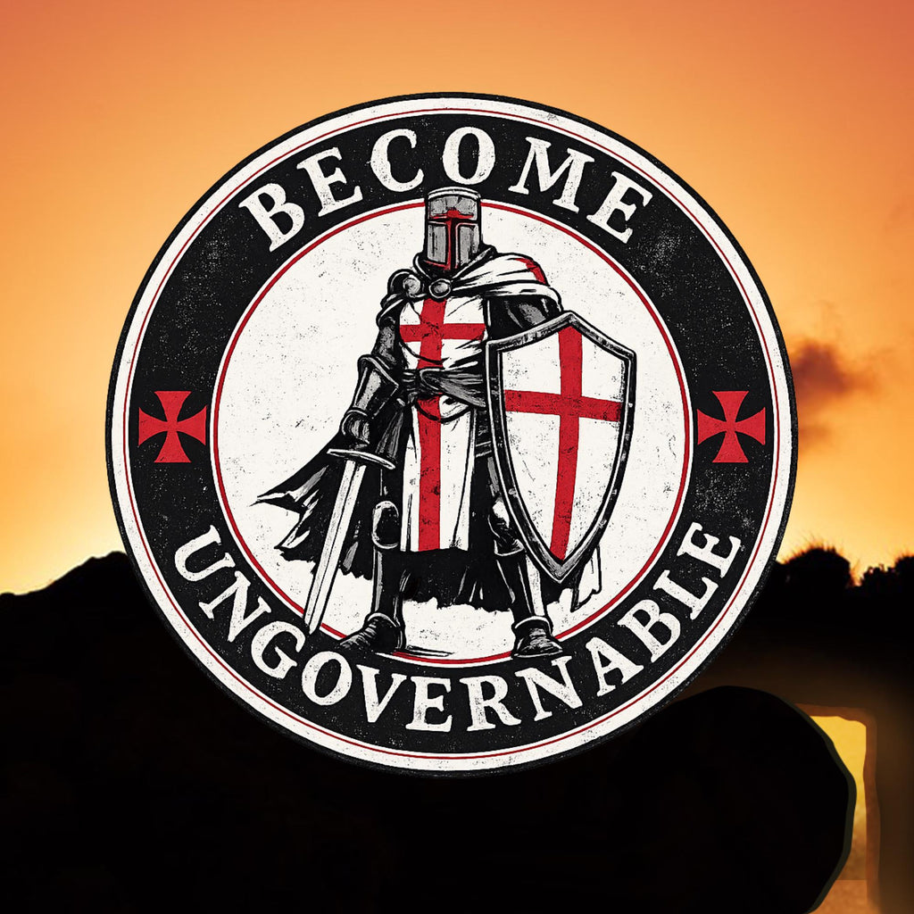 Become Ungovernable Crusader Knight Sticker, Medieval Templar Decal, Vinyl Laptop Water Bottle Graphic