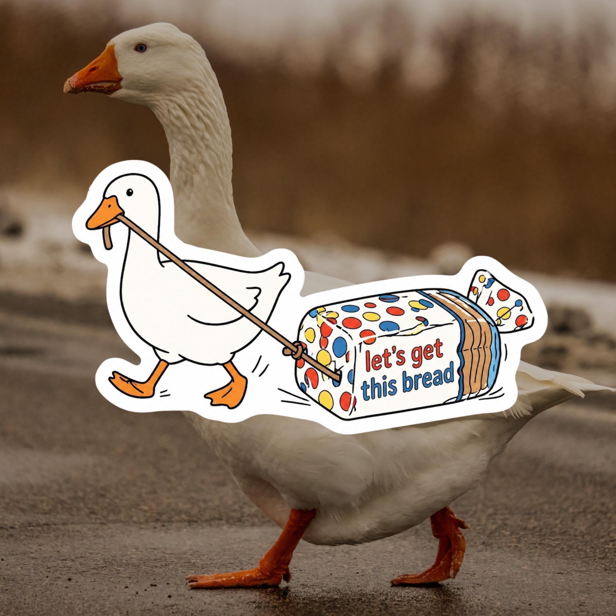 Funny Goose Sticker, Let's Get This Bread Decal, Food Pun Laptop Sticker Gift