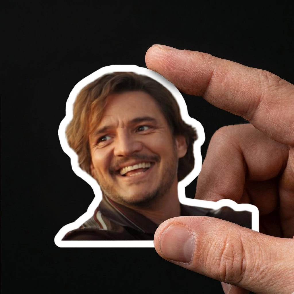 Smiling Pedro Meme Sticker, Viral Reaction Face Decal, Laptop Water Bottle Humor Graphic