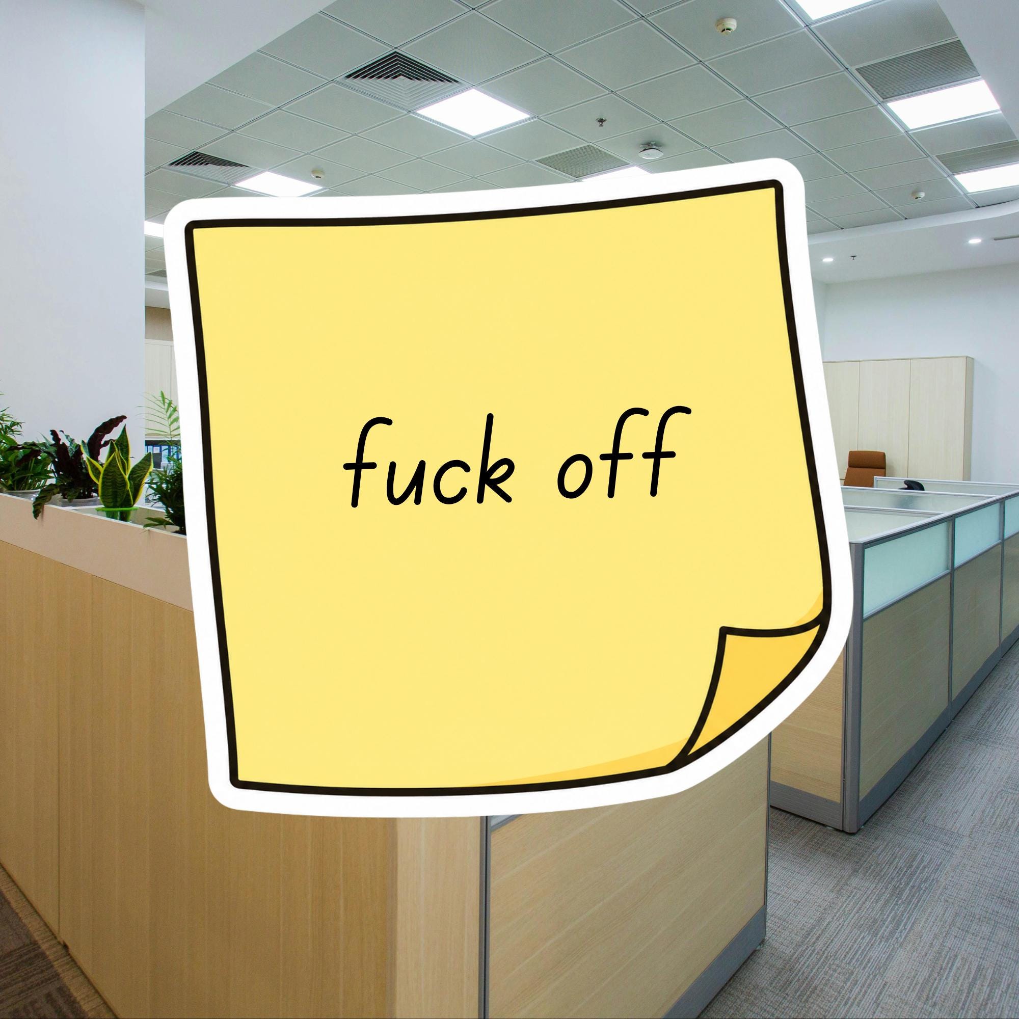 Funny Sticky Note F*ck Off Sticker, Sarcastic Office Humor Decal