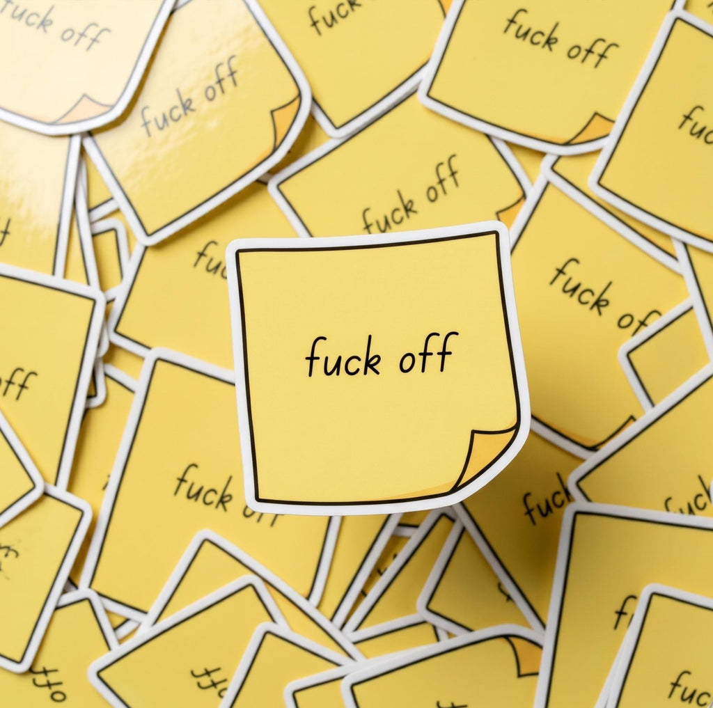 Funny Sticky Note F*ck Off Sticker, Sarcastic Office Humor Decal
