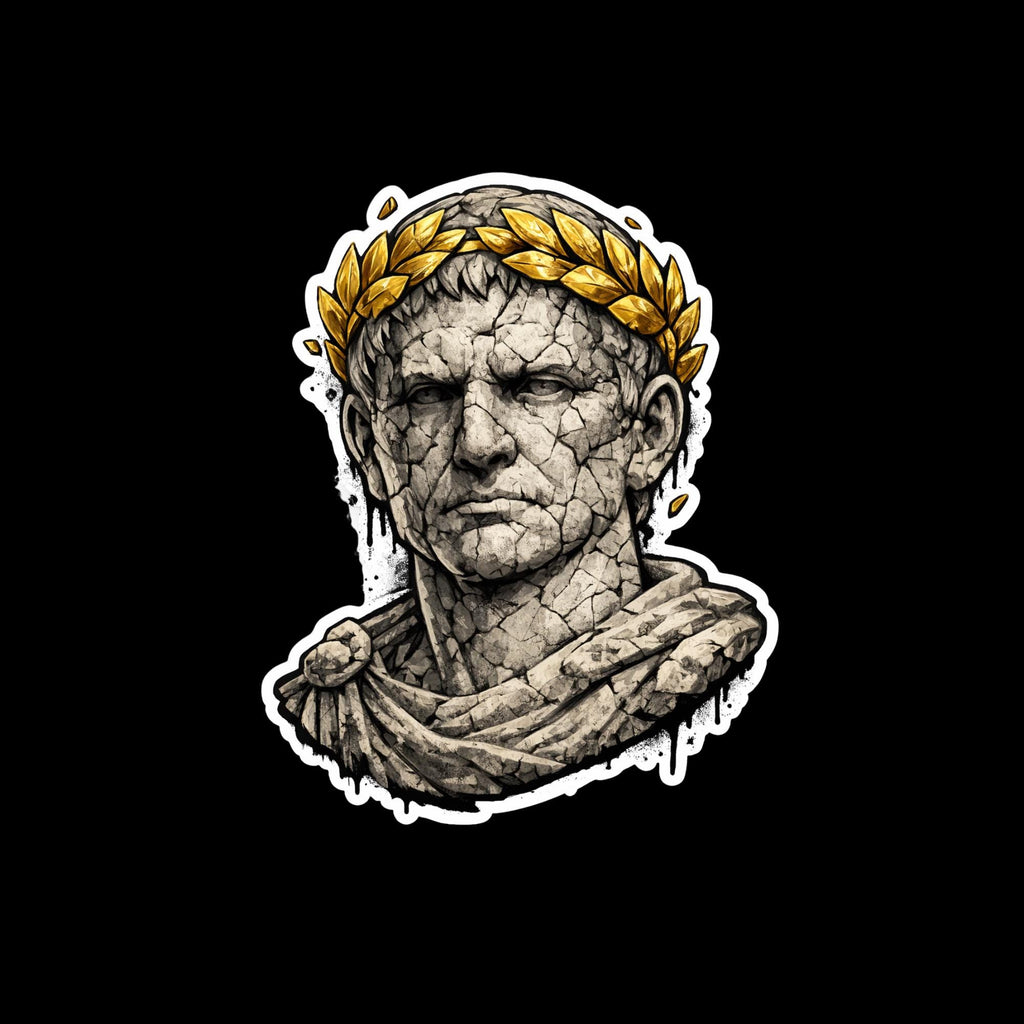 Crumbling Caesar Bust Sticker, Roman Emperor Marble Decal (2.5" x 2.5")