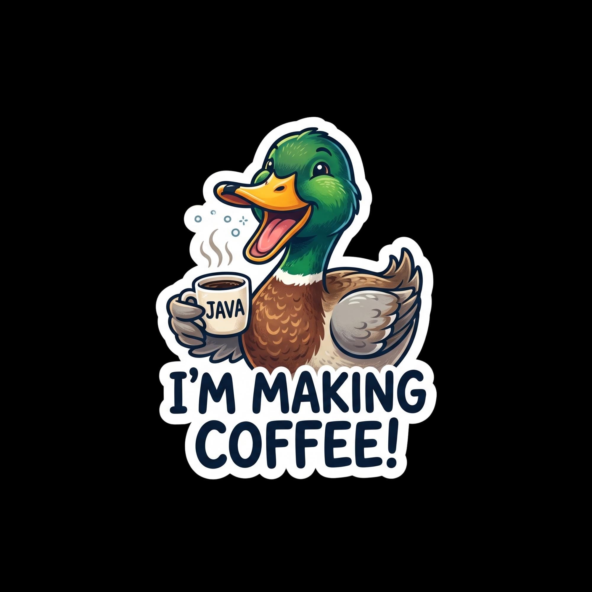 Coffee Lover, Funny Mallard Duck Sticker: Yelling Meme Decal for Coffee Lovers